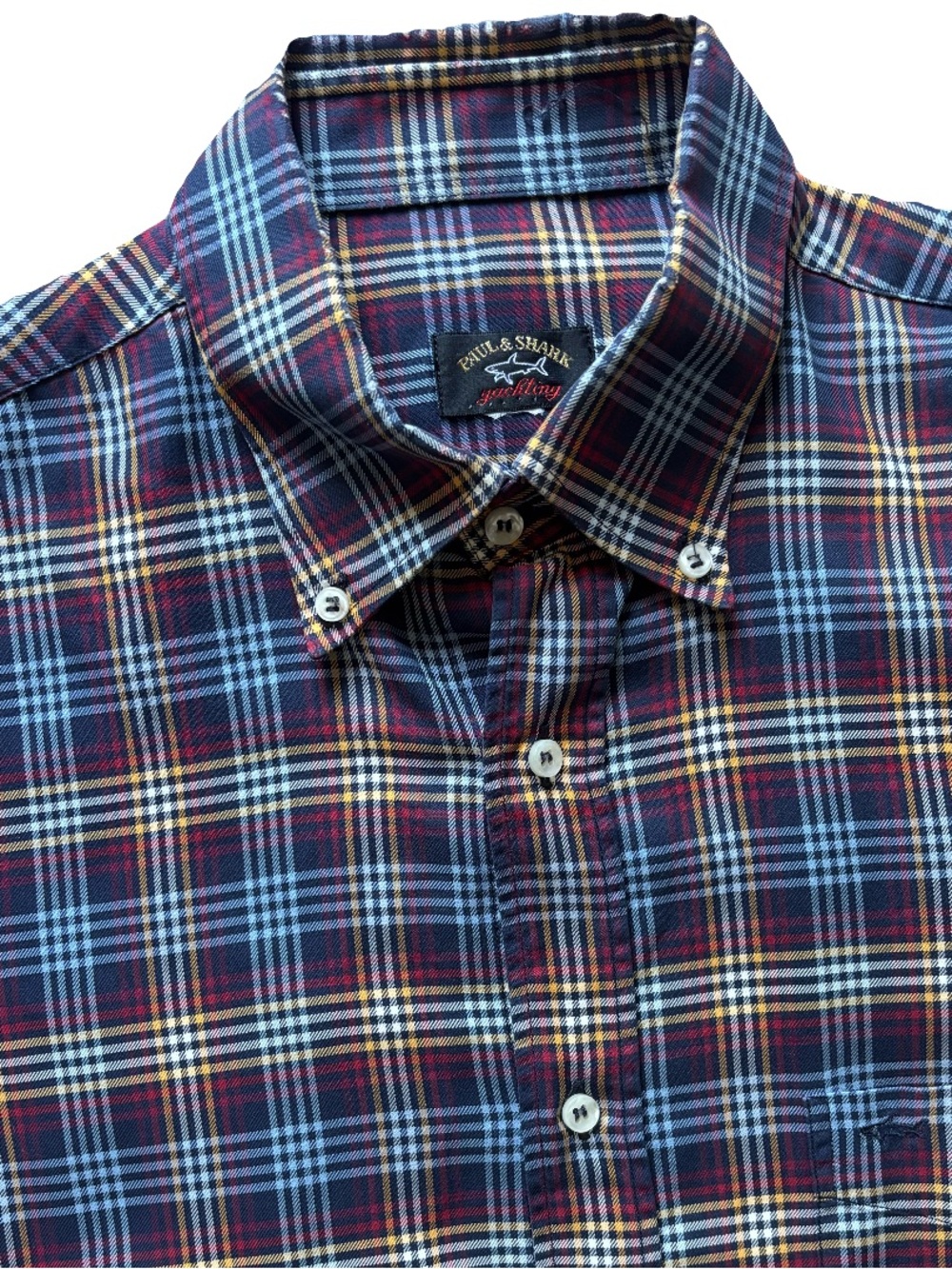 Paul & Shark Check Button Up Long Sleeve Shirt Size 16.5